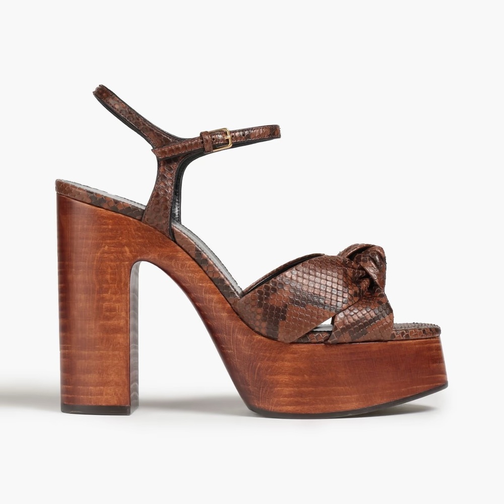 Saint Laurent Bianca Knotted Python Platform Sandal